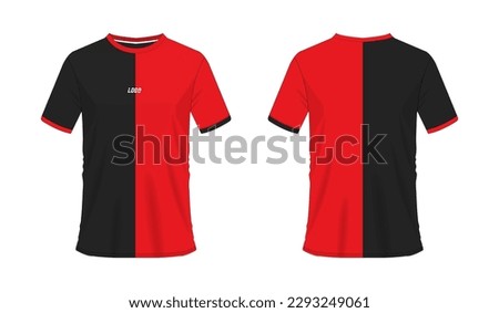 T-shirt red and black soccer or football template for team club on white background. Jersey sport, vector illustration eps 10.