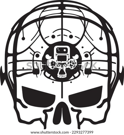 circuit board cyber skull symbol. Vector techno skull print.