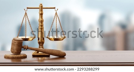 Legal scales and Judge gavel, scales of justice. background for advertising legal services. copy space. Law concept of Judiciary, Jurisprudence and Justice. copy space. 3d illustration Royalty-Free Stock Photo #2293288299