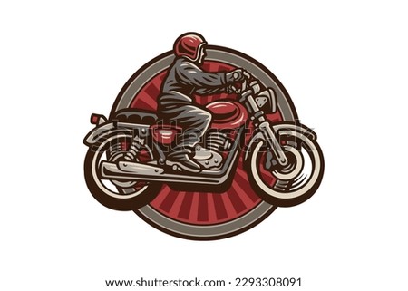 Vintage Biker retro badge cartoon mascot logo illustration vector