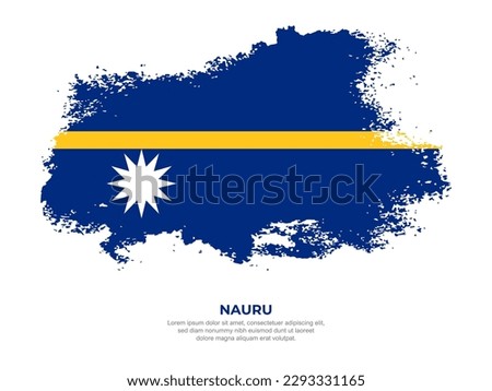 Vintage grunge style Nauru flag with brush stroke effect vector illustration on solid background