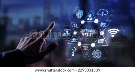 Internet, business, Technology and network concept. Inscription SOFTWARE TESTING on the virtual display. Virtual button. Royalty-Free Stock Photo #2293331539