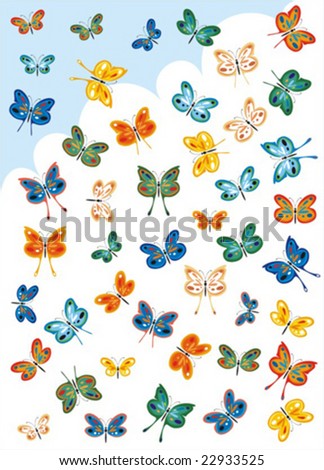Clip art with a collection of fantasy butterflies. No gradient fills. Easy to edit and change colors.