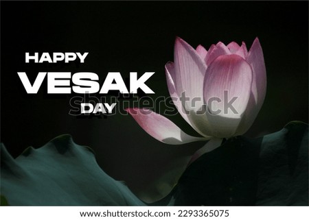 Happy Vesak Day Poster with lotus pink background