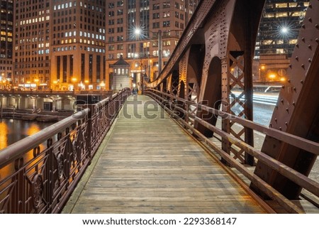 Chicago Downtown. Image of Chicago downtown riverfront at sunset. Royalty-Free Stock Photo #2293368147