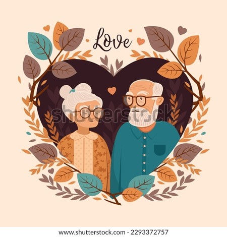 Anniversary invitation vector design template. Illustration with grandfather and grandmother. Grandparents Day. Cute old couple greeting card. Love and devotion concept.
 Royalty-Free Stock Photo #2293372757