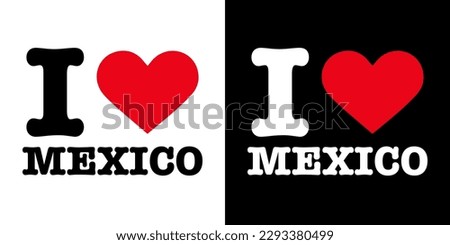 Black Red WhiteI Heart Love Mexico Vector EPS PNG Clip Art No Transparent Background