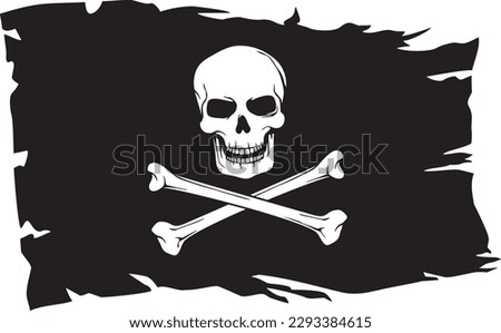 Pirate flag with skull and cross bones (Jolly Roger). Vector illustration. Royalty-Free Stock Photo #2293384615
