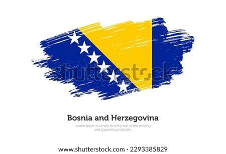 Modern brushed patriotic flag of Bosnia and Herzegovina country with plain solid background