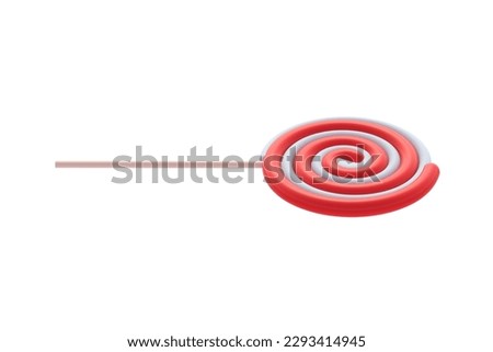 Lollipop on stick isolated on white background. Striped twisted candy. 3d render