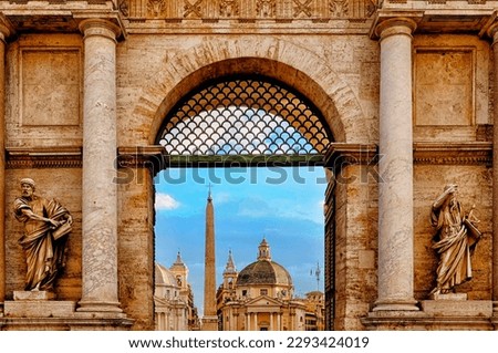 Detail of the "Porta del Popolo", Rome Italy Royalty-Free Stock Photo #2293424019