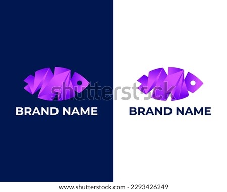 Abstract Modern Colorful fish shape logo design template