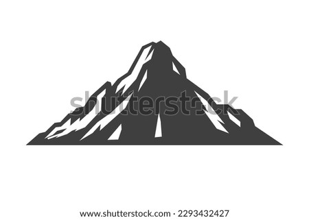 Mountain hiking climbing camping expedition extreme sport leisure vintage icon vector illustration. Cliff rock ice glacier natural mountaineering scenery alpinism height hill discovery exploration