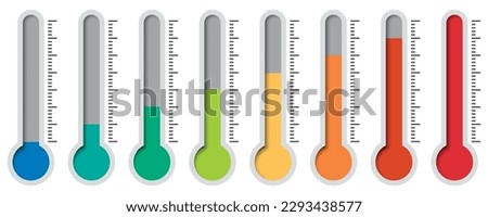 Temperature Symbol Set . Thermometer showing the temperature . Thermometer icon. Vector illustration. Eps 10. Royalty-Free Stock Photo #2293438577