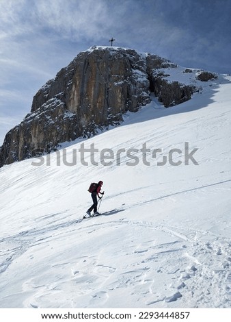 Ski mountaineering on the Sulzfluh.Winter wonderland in the Swiss and Austrian Alps.Ski tour in the Ratikon St.Antonien