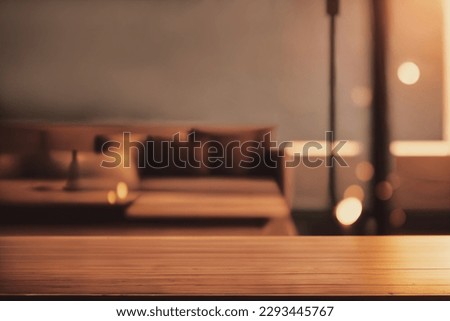 Table top with Blurred sofa Home interior decoration