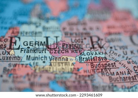 Czech Republic on political map of globe, travel concept, selective focus, background
