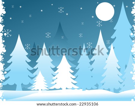 frame with christmas tree background night scene