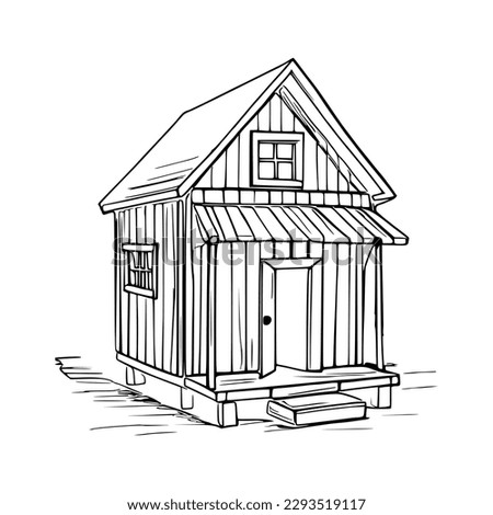 Animal house coloring book, Dog house coloring page, black and white drawing for coloring pages vector illustration.