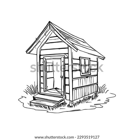 Animal house coloring book, Dog house coloring page, black and white drawing for coloring pages vector illustration.