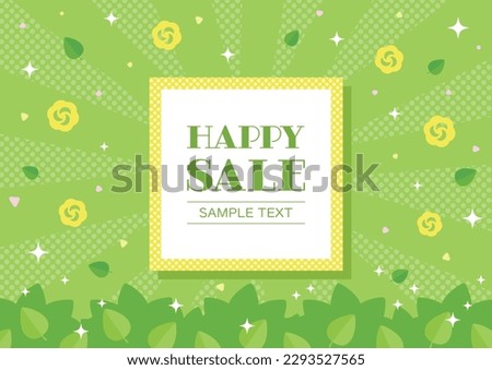 Spring sale background with green leaves and dots. Vector Illustration. Royalty-Free Stock Photo #2293527565