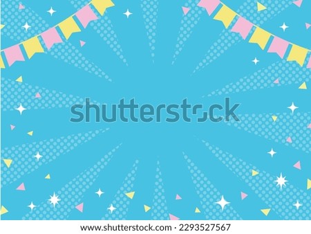 Festive background with confetti, flags and rays. Vector illustration Royalty-Free Stock Photo #2293527567