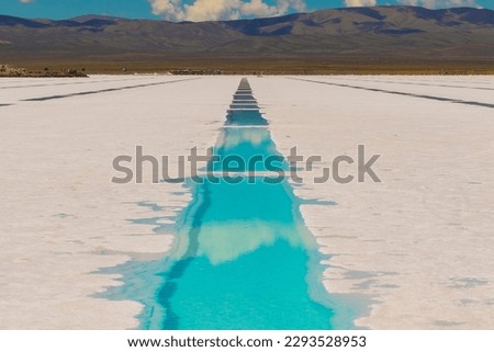 Pools for the extraction of lithium in Salinas Grandes, Jujuy, Argentina Royalty-Free Stock Photo #2293528953