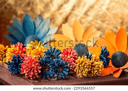 variety of Multicolored artificial flowers
