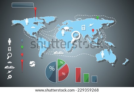 abstract illustration infographics on world map background