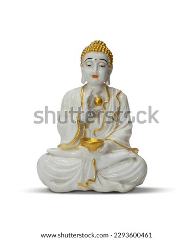 Buddha Purnima, Buddha statue meditation, white background Royalty-Free Stock Photo #2293600461