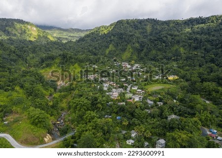 Aerial picture of the village of Wotton Waven on the island of Dominica