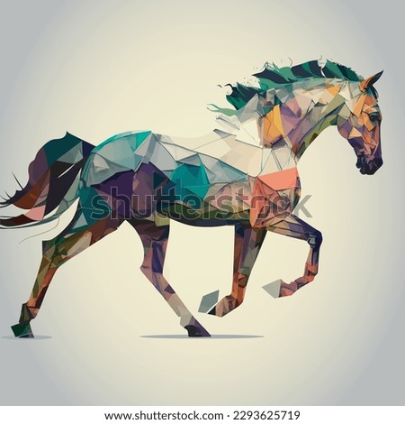 Colorful horse running isolated on background.vector illustration. polygon geometric pattern in pop art style for posters, banners