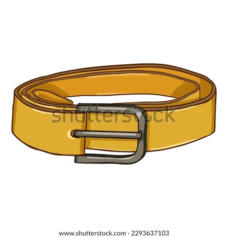 Vector Cartoon Classic Yellow Leather Belt with Silver Buckle