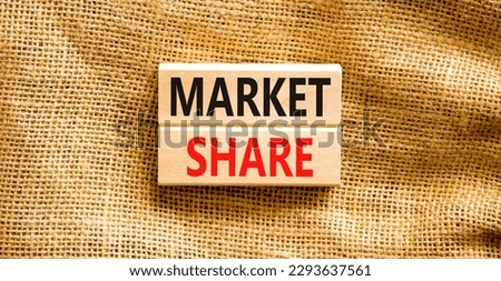 Market share symbol. Concept words Market share on beautiful wooden block. Beautiful canvas table canvas background. Business and Market share concept. Copy space.