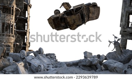 	
Ruined cities after war Damaged cities isolated on white Royalty-Free Stock Photo #2293639789