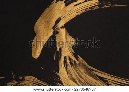 Art oil and acrylic smear blot canvas painting paper. Abstract texture gold, bronze, black color stain brushstroke texture background.