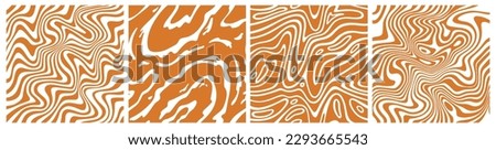 Wavy Caramel Pattern Set. Swirl and Splashing Toffee Background. Vector Illustration of Liquid Chocolate, Peanut Butter and Salted Caramel