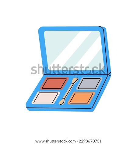 Makeup palette, eye shadow palette with brush icon. Makeup and beauty tools silhouette. Vector illustration.