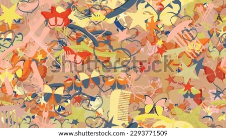Background pattern abstract design texture. Seamless. Theme is about raker, delicate, various, summer, comb, Pipevine, design, hairpin, barrette, Monarch, salon, slip, tropical, spring, Red Admiral