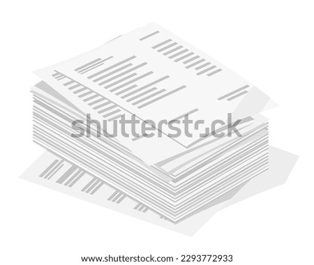 A pile of paper work order isometric isolated cartoon symbols cartoon vector Royalty-Free Stock Photo #2293772933