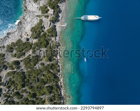 Gemile Island Drone Photo, Aegean Islands Fethiye Beachs, Mugla Turkiye