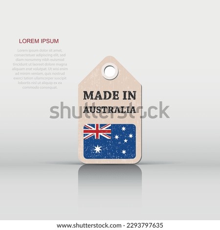 Hang tag made in Australia with flag. Vector illustration
