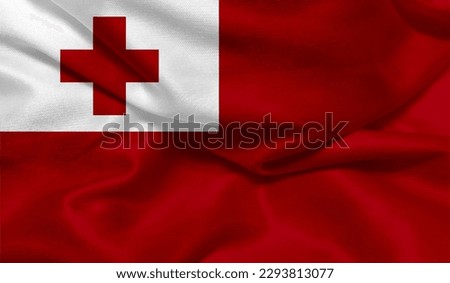 Realistic photo of Tonga flag Royalty-Free Stock Photo #2293813077