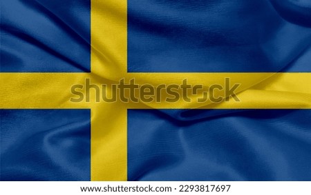 Realistic photo of Sweden flag Royalty-Free Stock Photo #2293817697
