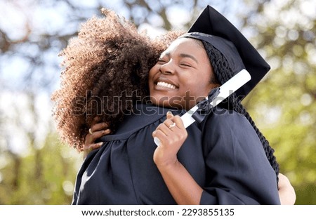 I hope we never lose touch with each other. Shot of a young woman hugging her friend on graduation day.