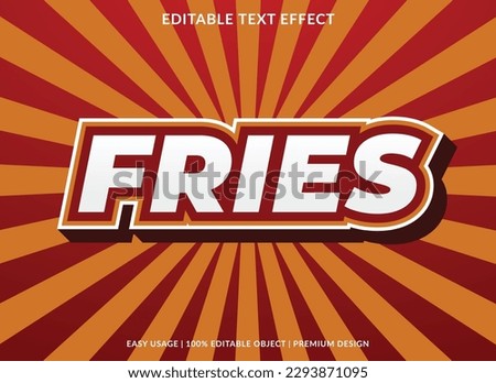 fries text effect template business logo and brand editable vector
