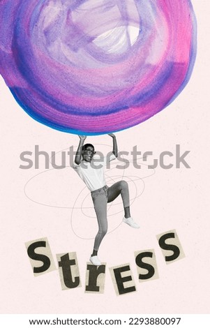 Photo cartoon comics sketch collage picture of stressed depressed lady guy feeling pressure isolated creative background