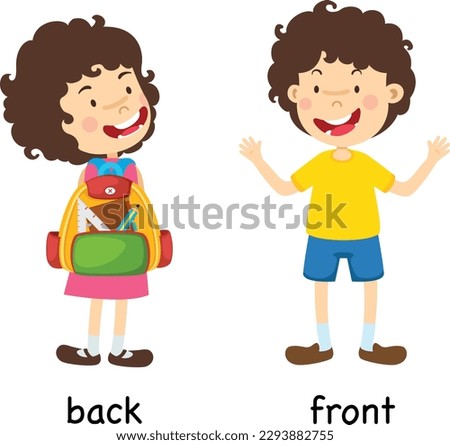 Opposite front and back vector illustration