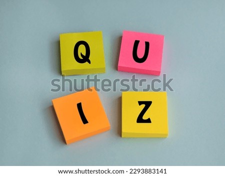 Quiz time message on a blue background 