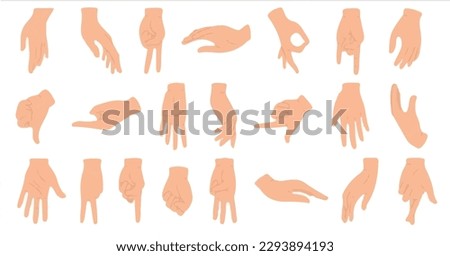 Hand Vector collection. Dislike hand. Dislike Icon. White Finger. People hands. Group Finger Upside down. Vector set. Hand set. Hands poses. Female hand collection. Pointing down. Top hands collection